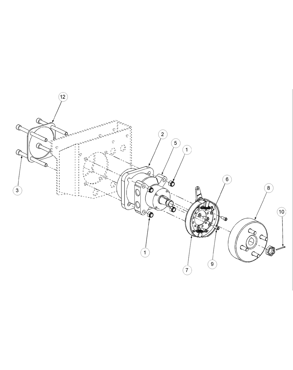 Brake Motor Mount And Hub Diagram and Parts List for M60-KW ROPS-53BH5D8X750-25HP-OHV Cub Cadet Lawn Tractor